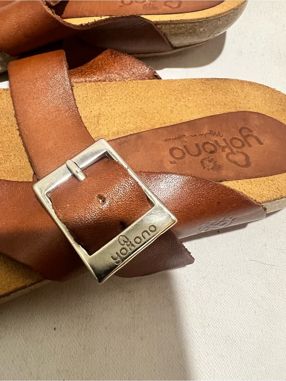 Yokono Spain Brown Leather Toe Ring Sandals Buckle Comfort Sandals Size 6 - Picture 4 of 9